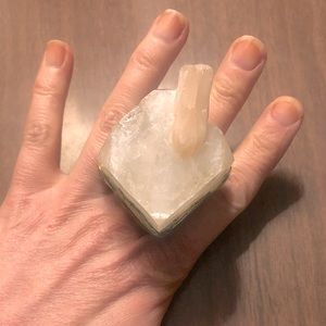 ADINA MILLS One Of A Kind Fluorite Statement Ring with Quartz from 2010 - Size 6